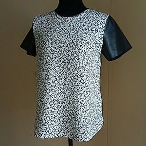 Ann Taylor Faux Leather Sleeve Blouse